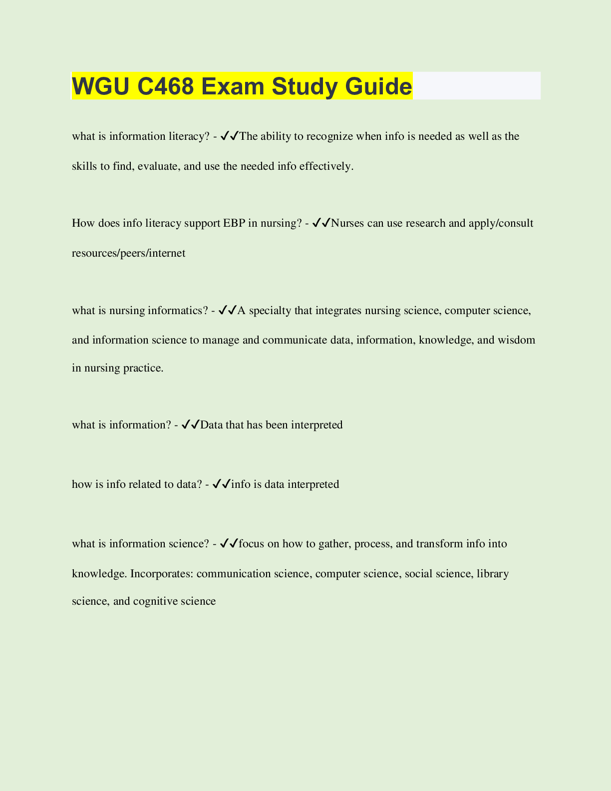 Preview image for WGU C468 Exam Study Guide | 117 Questions with 100% Correct Answers | Verified | Latest Update